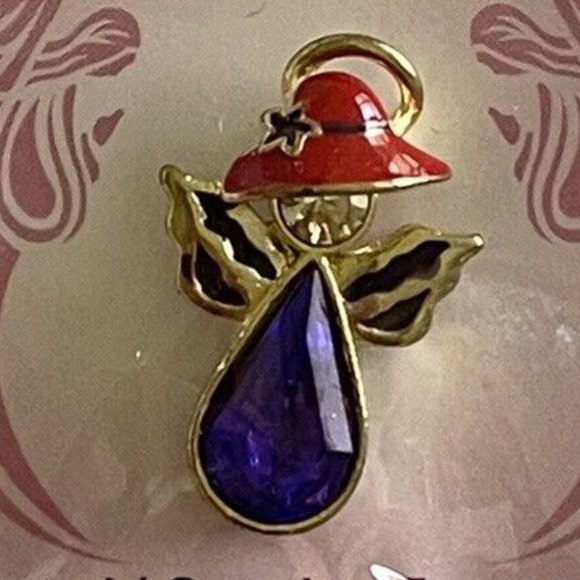 NEW Red H'attitude Angel Tac Pin/Pendant Handpainted Crystal 1" - Picture 2 of 4